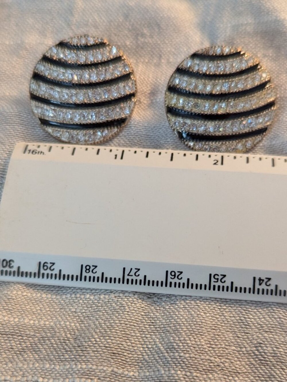 Elegant Formal Black & Clear Rhinestone Earrings